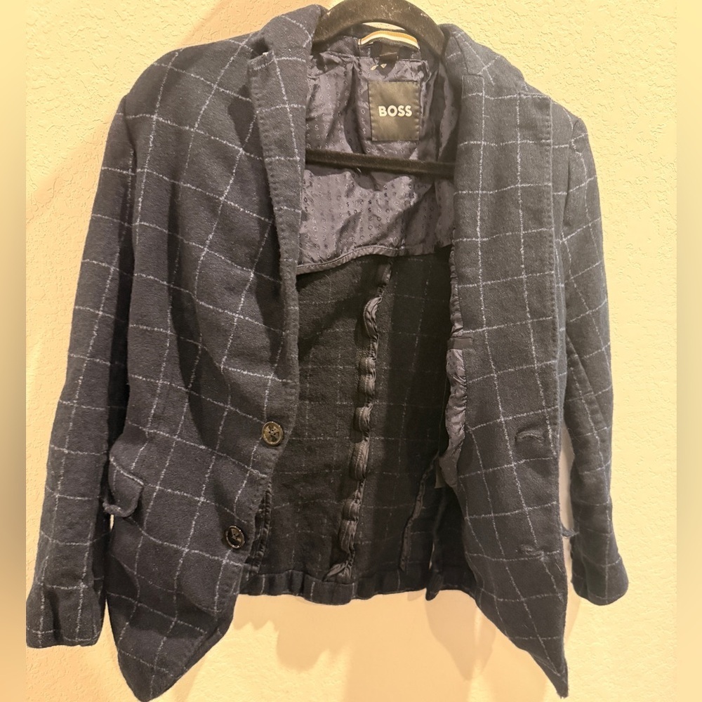 Boss Dark Blue Plaid Jacket